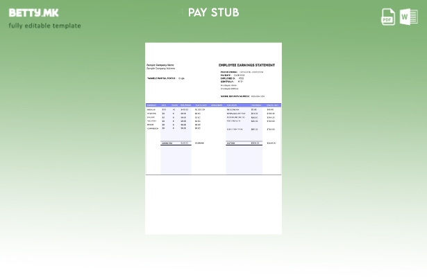 Шаблон за верзија на извештајот за заработка на вработените во модерен стил